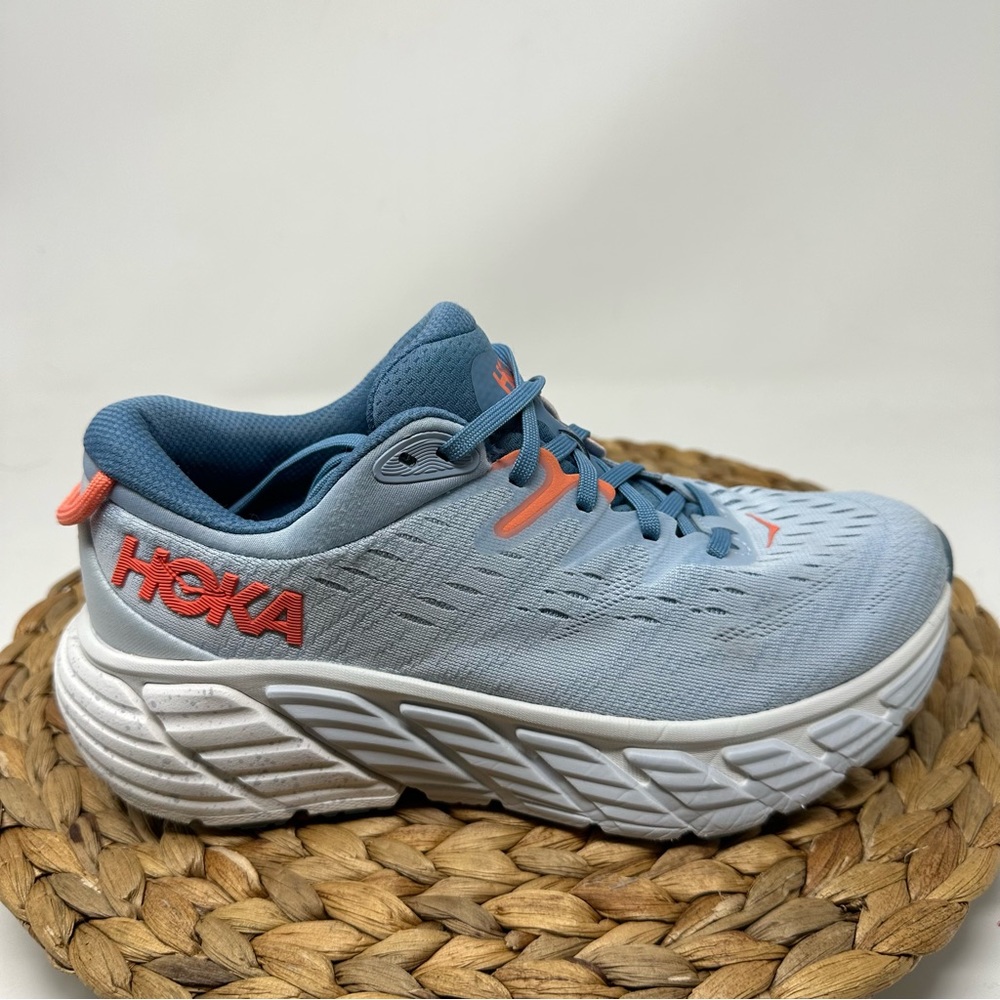 HOKA ONE Gaviota 4 Trail Running Shoes Blue Fog Plein Air Size 7 WIDE